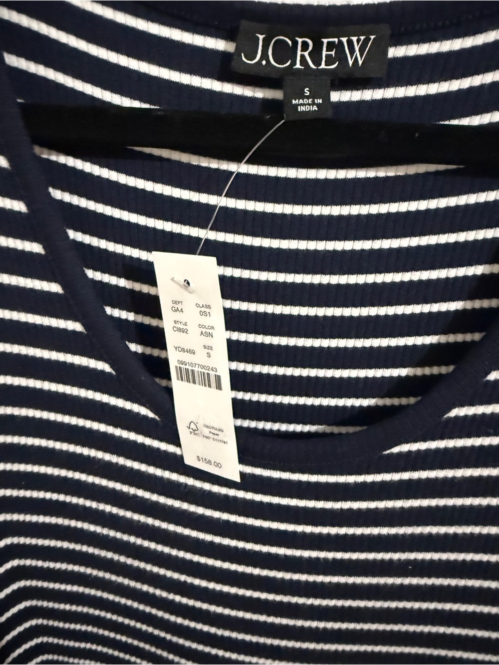 NEW! J. Crew Navy and White Striped Scoop Tank_S size_ - Picture 5 of 6